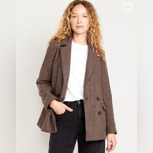 Double breasted blazer brown plaid Small
